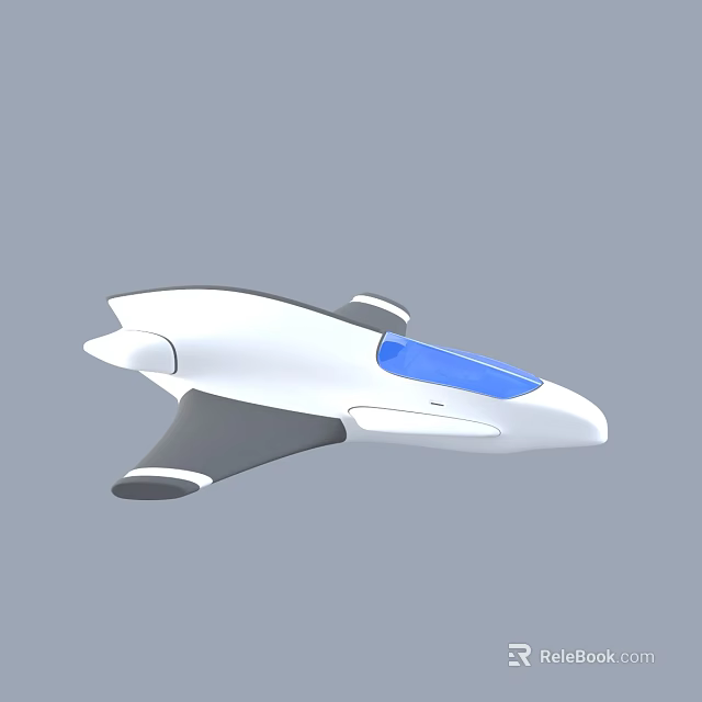 Futuristic White Aircraft Model With Blue Window And Streamlined Design 3d model 