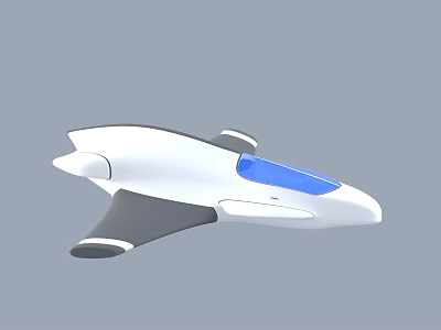 Futuristic White Aircraft Model With Blue Window And Streamlined Design 3d model