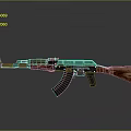 Assault Rifle With Wooden Stock And Black Metal Tactical Design Isolated On Gray Background