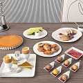 Assorted Delicious Food Platter With Baked Pie Boiled Eggs Fried Chicken And Fresh Fruits