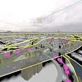 Aerial View Planning With High Rise Buildings Green Spaces And Tree Lined Roads