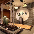 Traditional Chinese Restaurant Interior With Bamboo Decor Red Lanterns Lotus Elements And Wooden Furniture