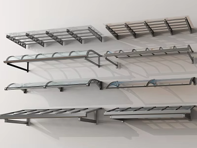 Various Modern Outdoor Awnings with Metal Frame Designs for Patio and Window 3d model