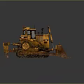 Heavy Duty Yellow Bulldozer With Metal Tracks And Large Front Blade