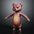 Cute Brown Bear Cub 3D Model in Standing Pose with Realistic Fur Texture 3d model