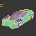 Blue Futuristic Concept Sports Car With Pink Rims And Sleek Aerodynamic Body