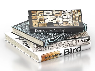 Stack of Books Featuring Cormac McCarthy Cover and Bird Title Design 3d model
