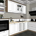 Modern Kitchen Interior Design With White Cabinets Countertop And Sink 3d model
