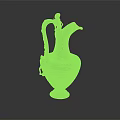 Vintage Bronze Pitcher With Curved Handle Carved Design And Statue Figure