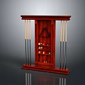 Solid Mahogany Billiard Cue Rack with Storage Balls Triangle and Cues