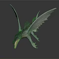 Pterosaur 3D Model With Large Wings Open Mouth Sharp Teeth And Textured Body