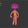Yellow Cartoon Character With Hedgehog Like Spines Standing Pose And Friendly Smile