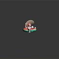 Game Movie Character In Straw Hat Bikini On Watermelon Inflatable Ring Over Grid Patterned Ground