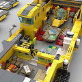 Yellow Building Block Truck with Open Cargo Compartment Small Airplane Platforms and Mini Figure