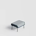 Sofa Stool With Gray Cushion Blue Trim And Black Metal Legs Minimalist Design