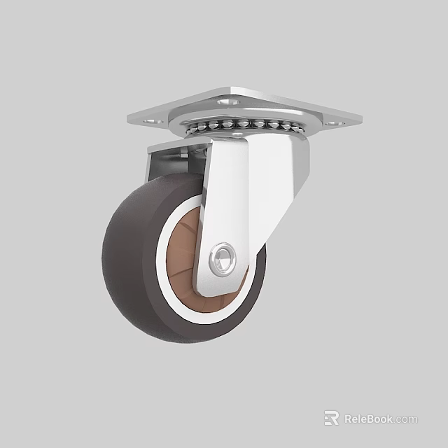 Industrial Heavy Duty Caster Wheel With Metal Plate And Rubber Tire 3d model 