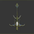 Fantasy Game Movie Character With Spiked Back Blue Green Color Transparent Parts And Tentacles