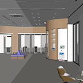 Modern Service Hall Interior Design With Waiting Seats And Information Displays