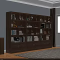 Modern Wooden Bookcase With Multiple Shelves Books And Decor Items In Bright Interior