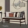 New Chinese-style double sofa 3d model