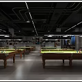 Modern Billiard Room Interior Design With Pool Table Lighting Fixtures And Comfortable Seating