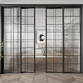 Modern Glass Sliding Doors With Black Frames For Interior Design