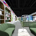 Specialty Store with Transparent Glass Building Display Cabinets International Flags and Cake