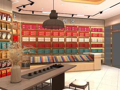 Modern Smoke Hotel White Hotel Red Hotel Cigarette Front Cabinet Tea Table 3d model