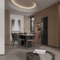 Modern Living Dining Area Interior Design With TV Wall Dining Table And Neutral Tones 3d model