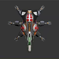 Futuristic Mechanical Weapon With Multiple Legs And Glowing Green Pink Accents
