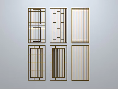 Chinese-style window grilles line silhouette pane window sill border engraved window edge strip construction 3d model