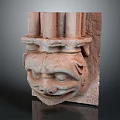 Vintage Stone Architectural Carving With Detailed Animal Head Decorative Element