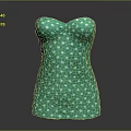 Stylish Green Strapless Dress With White Polka Dots For Women