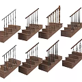 Various Stair Railings With Wooden Steps And Decorative Metal Designs For Interior