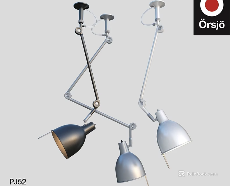 Orsjo Modern Adjustable Arm Pendant Light With Multiple Black And Silver Lamp Heads 3d model 