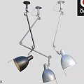 Orsjo Modern Adjustable Arm Pendant Light With Multiple Black And Silver Lamp Heads