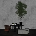Modern Ornaments Combination Indoor Most View Device Flower Several Potted Cutting Book Vase Floral Flower Set Table End View Table 3d model