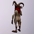 Mythical Horned Game And Movie Character With Red Scarf Holding Staff