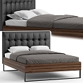 Modern Black Leather Single Bed 3d model