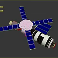 Satellite Equipment Featuring Blue Solar Panels Black White Main Body And Antenna