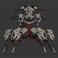 Detailed Mechanical Armored Creature With Multiple Limbs Silver Armor And Black Cloak 3d model