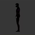 Spider-Man 3D Character Model In Purple And Red Suit Standing On Gray Background