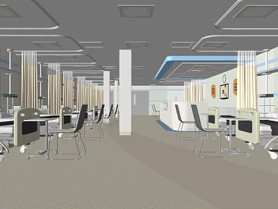 Spacious Medical Ward Interior With Multiple Beds Chairs And Medical Equipment 3d model