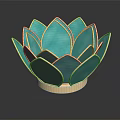 Elegant Turquoise Lotus Shaped Decorative Furniture Piece With Golden Rim Base