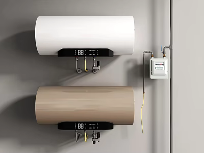 White And Beige Wall Mounted Electric Water Heaters Home Bathroom Daily Use With Control Unit 3d model