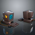 Retro Electronic Appliances Showcasing Vintage Computer Monitors Keyboards And Tower Systems 3d model