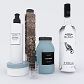 Perfume Cosmetics Assorted Fragrance Bottles With White Blue Containers And Elegant Labels