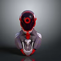 Mechanical Sci Fi Character With Red Black Armor Torso And Circular Eye