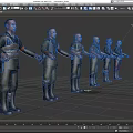 Game and Movie Military Soldier Characters with Various Standing Poses and Detailed