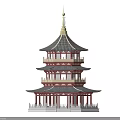 Ancient Chinese Pagoda Architecture Featuring Multiple Stories Tile Roof And Overhanging Eaves